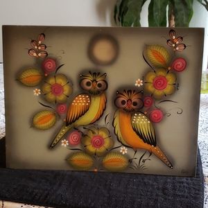 Perez Painted Owls Wall Hanging.